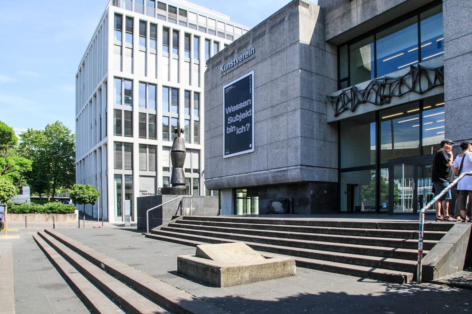 Kunstverein and Galerie Hans Mayer on the exterior façade with staircase near Hotel The Wellem in Düsseldorf
